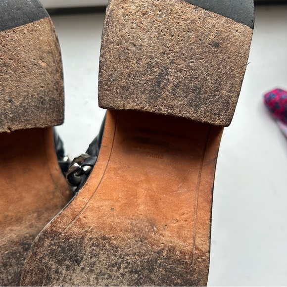 Givenchy Womens Chain Link Mid Heel Ankle Boots Black Leather Size - Picture 2 of 7